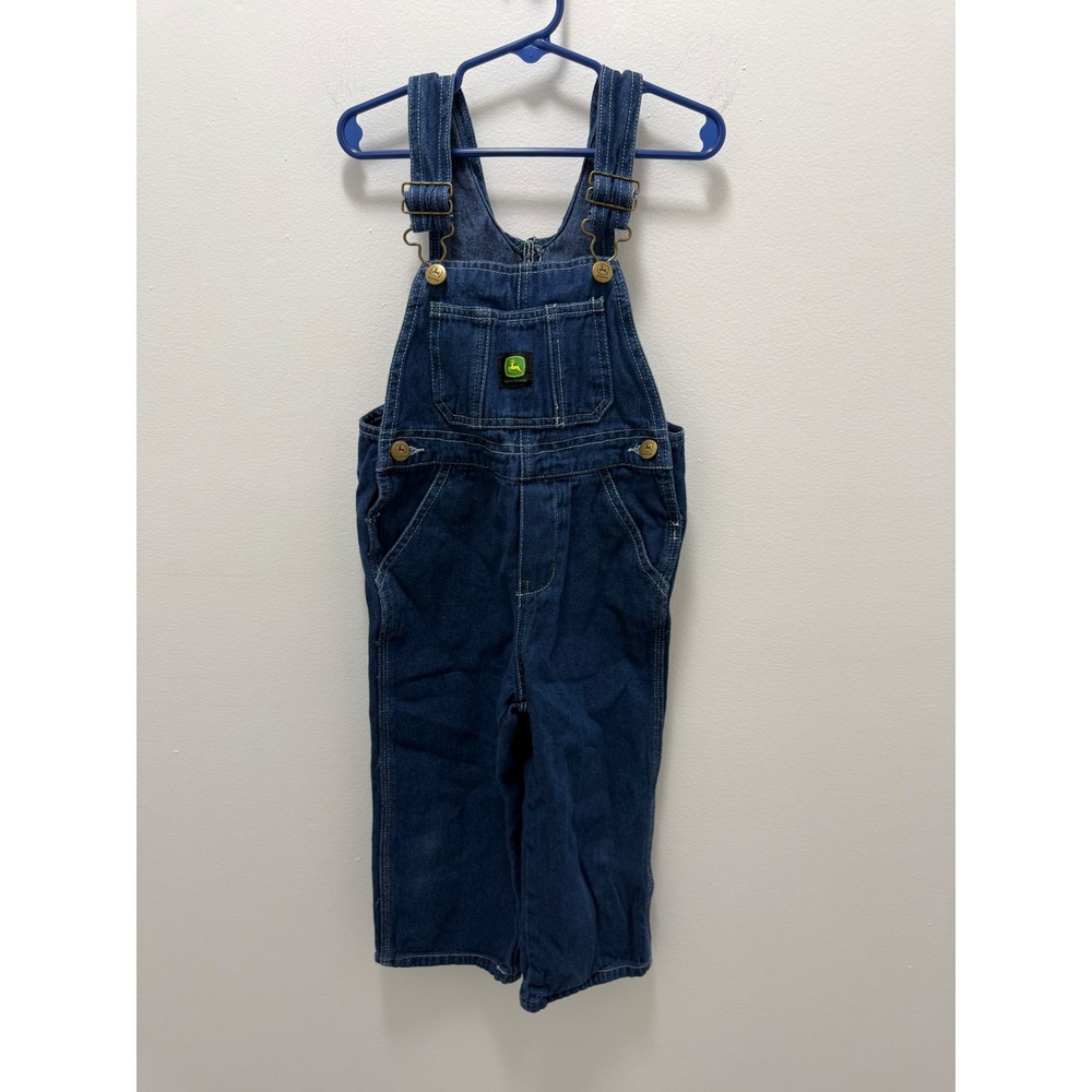 John Deere Kids Denim Overalls Medium Wash Blue Cotton Bibs 4T RN105325
